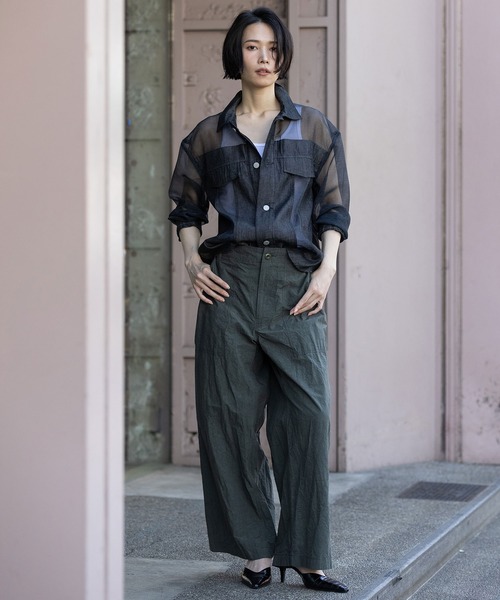 Munich（ミューニック）の「デニム×シアーデニムドッキングシャツ（シャツ/ブラウス・レディース・ブラック/ネイビー・FREE）」の16枚目の写真