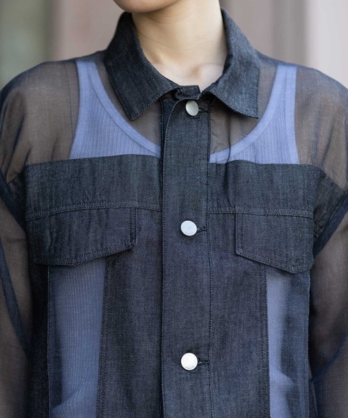 Munich（ミューニック）の「デニム×シアーデニムドッキングシャツ（シャツ/ブラウス・レディース・ブラック/ネイビー・FREE）」の18枚目の写真