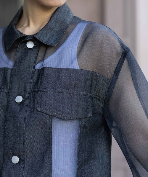 Munich（ミューニック）の「デニム×シアーデニムドッキングシャツ（シャツ/ブラウス・レディース・ブラック/ネイビー・FREE）」の19枚目の写真