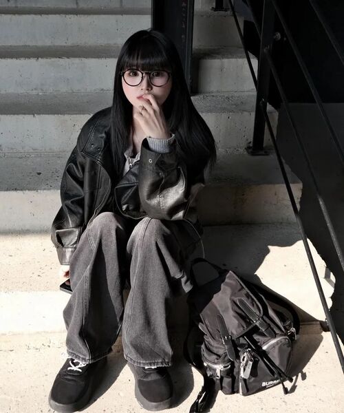 LADY VOLUME(レディーボリューム)の「9213 ウォッシングレザージャケット (ブラック)(ライダースジャケット・レディース・その他・FREE)」の6枚目の写真