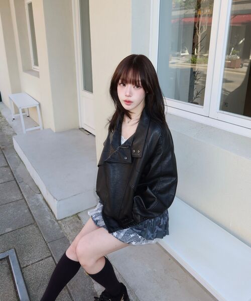 LADY VOLUME(レディーボリューム)の「9213 ウォッシングレザージャケット (ブラック)(ライダースジャケット・レディース・その他・FREE)」の8枚目の写真