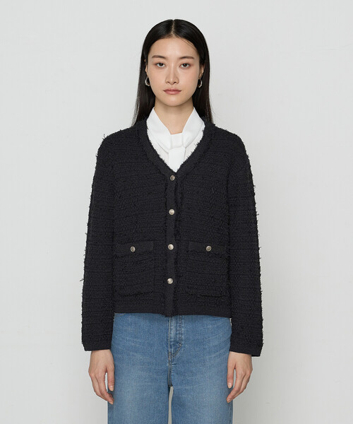 K.T KIYOKO TAKASE（キヨコタカセ）の「〔 TALLサイズ 〕 ツイードニット カーディガン（カーディガン/ボレロ・レディース・オフホワイト/ネイビー・15号）」の11枚目の写真