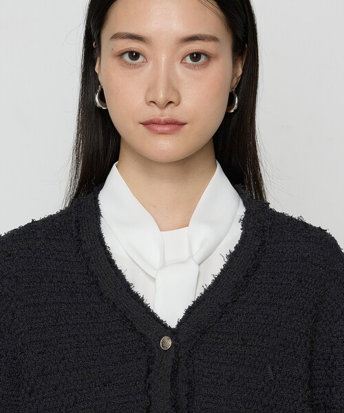K.T KIYOKO TAKASE（キヨコタカセ）の「〔 TALLサイズ 〕 ツイードニット カーディガン（カーディガン/ボレロ・レディース・オフホワイト/ネイビー・15号）」の14枚目の写真