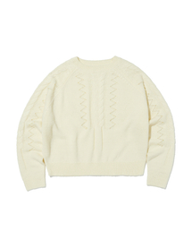 DAMAGED CABLE KNIT [IVORY]