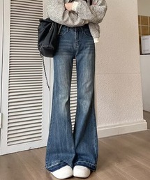 美シルエットフレアデニムパンツ