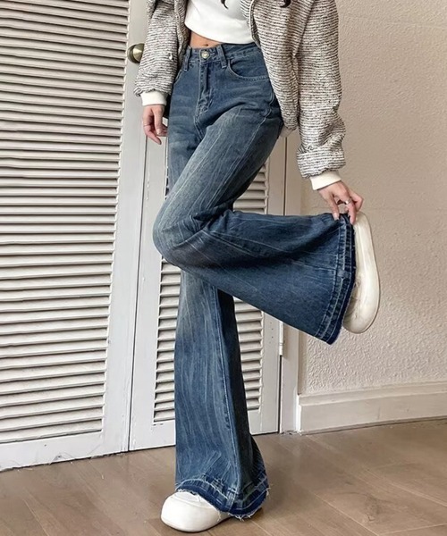 ReRe(リリ)の「美シルエットフレアデニムパンツ(デニムパンツ・レディース・チャコール/ブルー・SMALL/MEDIUM/LARGE/X-LARGE)」の5枚目の写真