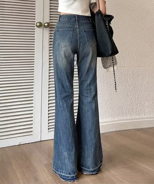 ReRe(リリ)の「美シルエットフレアデニムパンツ(デニムパンツ・レディース・チャコール/ブルー・SMALL/MEDIUM/LARGE/X-LARGE)」の6枚目の写真
