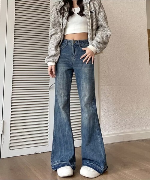 ReRe(リリ)の「美シルエットフレアデニムパンツ(デニムパンツ・レディース・チャコール/ブルー・SMALL/MEDIUM/LARGE/X-LARGE)」の7枚目の写真