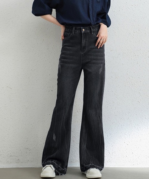 ReRe(リリ)の「美シルエットフレアデニムパンツ(デニムパンツ・レディース・チャコール/ブルー・SMALL/MEDIUM/LARGE/X-LARGE)」の12枚目の写真