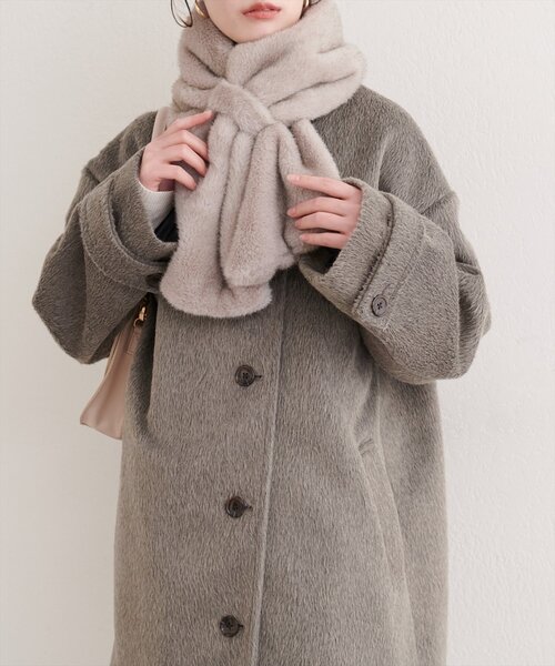 natural couture（ナチュラルクチュール）の「ティペット付きコート（その他アウター・レディース・チャコールグレー/ベージュ・FREE）」の2枚目の写真