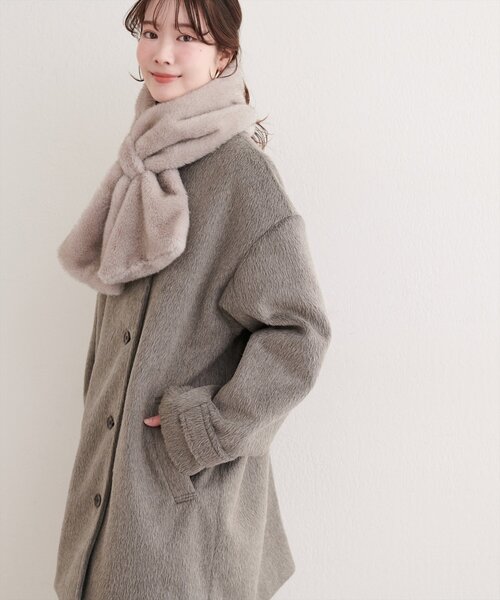 natural couture（ナチュラルクチュール）の「ティペット付きコート（その他アウター・レディース・チャコールグレー/ベージュ・FREE）」の5枚目の写真