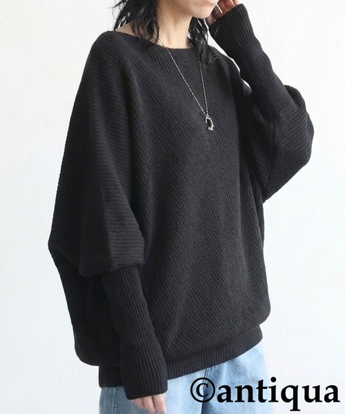 antiqua(アンティカ)の「変形リブ ニット(ニット/セーター・レディース・カーキ/ブラウン/グレー/ブラック・ONESIZE)」の2枚目の写真
