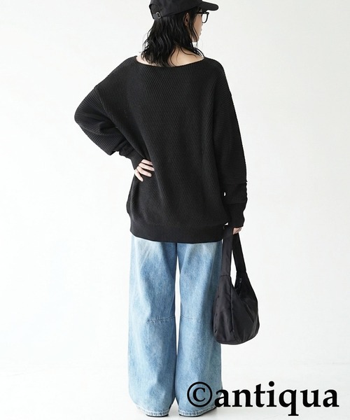 antiqua(アンティカ)の「変形リブ ニット(ニット/セーター・レディース・カーキ/ブラウン/グレー/ブラック・ONESIZE)」の12枚目の写真