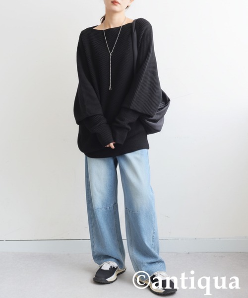 antiqua(アンティカ)の「変形リブ ニット(ニット/セーター・レディース・カーキ/ブラウン/グレー/ブラック・ONESIZE)」の10枚目の写真
