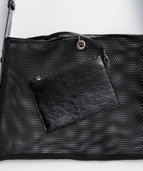 MAISON SPECIAL(メゾンスペシャル)の「Square Tote Bag/スクエアメッシュトートバッグ(トートバッグ・レディース・ブルー/ブラック・FREE)」の4枚目の写真
