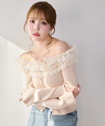 one after another NICE CLAUP | 【今すぐお届け可能！】チュールフリルオフショルニット(ニット/セーター)