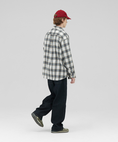 STENDS（ステンズ）の「[M~4XL] オールデイベーシックチェックシャツ_ST-06 (アイボリー)（シャツ/ブラウス・メンズ・その他・MEDIUM/LARGE/XX-LARGE/XXXX-LARGE）」の3枚目の写真
