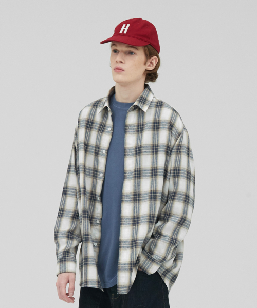 STENDS（ステンズ）の「[M~4XL] オールデイベーシックチェックシャツ_ST-06 (アイボリー)（シャツ/ブラウス・メンズ・その他・MEDIUM/LARGE/XX-LARGE/XXXX-LARGE）」の4枚目の写真
