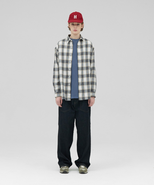 STENDS（ステンズ）の「[M~4XL] オールデイベーシックチェックシャツ_ST-06 (アイボリー)（シャツ/ブラウス・メンズ・その他・MEDIUM/LARGE/XX-LARGE/XXXX-LARGE）」の5枚目の写真