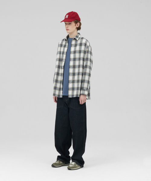 STENDS（ステンズ）の「[M~4XL] オールデイベーシックチェックシャツ_ST-06 (アイボリー)（シャツ/ブラウス・メンズ・その他・MEDIUM/LARGE/XX-LARGE/XXXX-LARGE）」の6枚目の写真