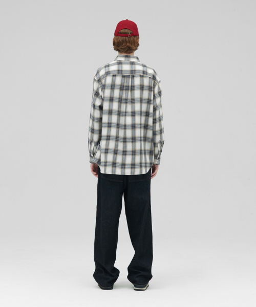 STENDS（ステンズ）の「[M~4XL] オールデイベーシックチェックシャツ_ST-06 (アイボリー)（シャツ/ブラウス・メンズ・その他・MEDIUM/LARGE/XX-LARGE/XXXX-LARGE）」の8枚目の写真