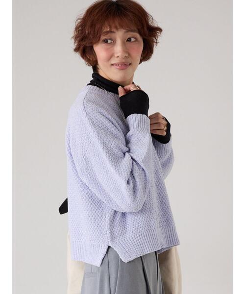 Lugnoncure（ルノンキュール）の「ラメ混モール鹿の子編みニット（ニット/セーター・レディース・ピンク/グリーン/ラベンダー/グレー/オフホワイト・F）」の4枚目の写真