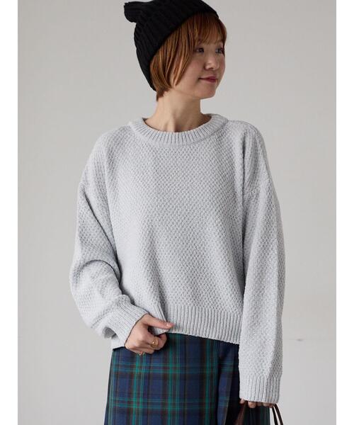 Lugnoncure（ルノンキュール）の「ラメ混モール鹿の子編みニット（ニット/セーター・レディース・ピンク/グリーン/ラベンダー/グレー/オフホワイト・F）」の2枚目の写真