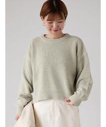 ラメ混モール鹿の子編みニット