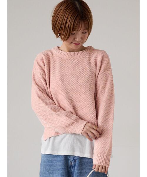 Lugnoncure（ルノンキュール）の「ラメ混モール鹿の子編みニット（ニット/セーター・レディース・ピンク/グリーン/ラベンダー/グレー/オフホワイト・F）」の12枚目の写真