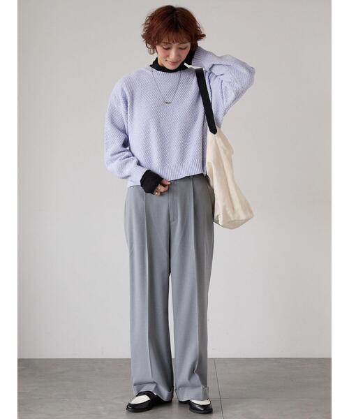 Lugnoncure（ルノンキュール）の「ラメ混モール鹿の子編みニット（ニット/セーター・レディース・ピンク/グリーン/ラベンダー/グレー/オフホワイト・F）」の16枚目の写真