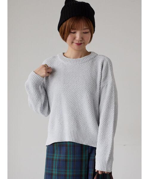 Lugnoncure（ルノンキュール）の「ラメ混モール鹿の子編みニット（ニット/セーター・レディース・ピンク/グリーン/ラベンダー/グレー/オフホワイト・F）」の21枚目の写真