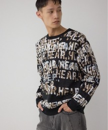 AZUL by moussy（アズールバイマウジー）の「総ロゴペイントニットトップス（ニット/セーター・メンズ）」