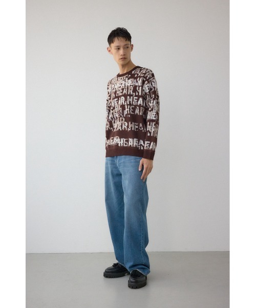 AZUL by moussy(アズールバイマウジー)の「総ロゴペイントニットトップス(ニット/セーター・メンズ・ブラウン系その他/ブルー系その他3/ブラック系その他・MEDIUM/LARGE)」の18枚目の写真