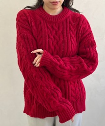 一部店舗限定 ケーブルデザインニットトップス