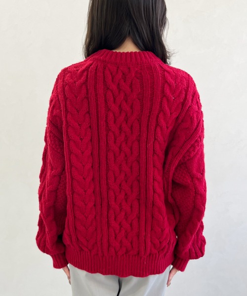 MISCH MASCH(ミッシュマッシュ)の「一部店舗限定 ケーブルデザインニットトップス(ニット/セーター・レディース・レッド・フリ-)」の5枚目の写真