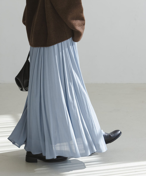 Noble（ノーブル）の「割線シフォンギャザースカート（スカート・レディース・ホワイト/チャコールグレー/サックスブルー・FREE）」の3枚目の写真