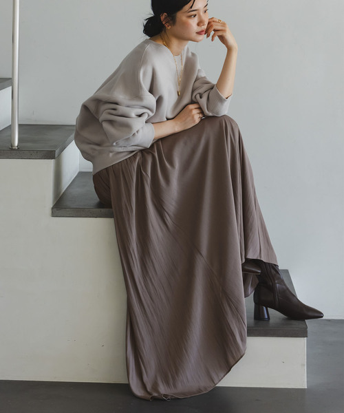 Noble（ノーブル）の「割線シフォンギャザースカート（スカート・レディース・ホワイト/チャコールグレー/サックスブルー・FREE）」の6枚目の写真