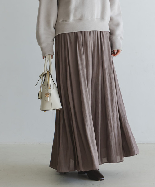 Noble（ノーブル）の「割線シフォンギャザースカート（スカート・レディース・ホワイト/チャコールグレー/サックスブルー・FREE）」の9枚目の写真