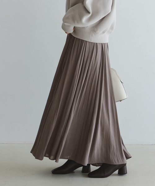 Noble（ノーブル）の「割線シフォンギャザースカート（スカート・レディース・ホワイト/チャコールグレー/サックスブルー・FREE）」の10枚目の写真