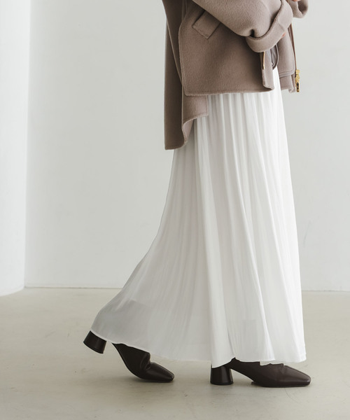 Noble（ノーブル）の「割線シフォンギャザースカート（スカート・レディース・ホワイト/チャコールグレー/サックスブルー・FREE）」の15枚目の写真