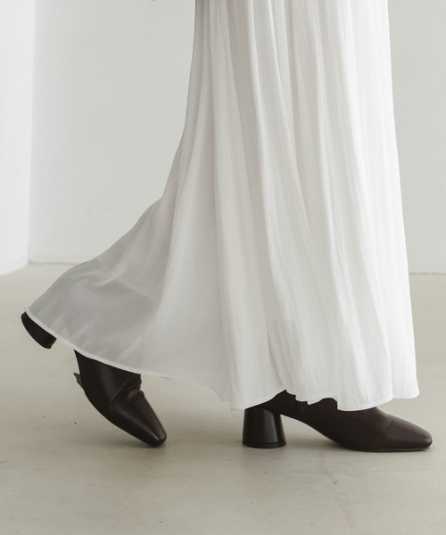 Noble（ノーブル）の「割線シフォンギャザースカート（スカート・レディース・ホワイト/チャコールグレー/サックスブルー・FREE）」の16枚目の写真