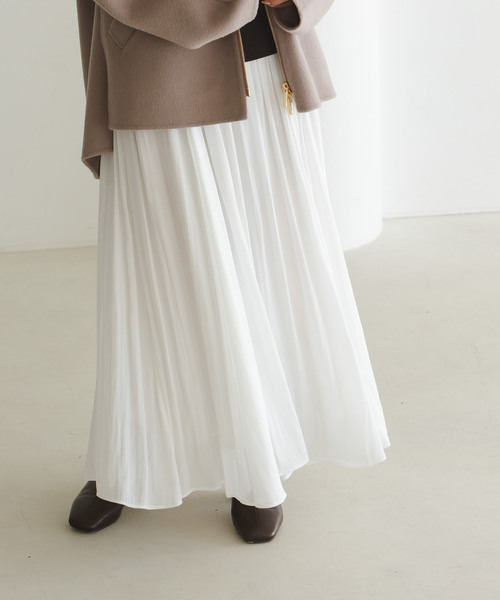 Noble（ノーブル）の「割線シフォンギャザースカート（スカート・レディース・ホワイト/チャコールグレー/サックスブルー・FREE）」の17枚目の写真