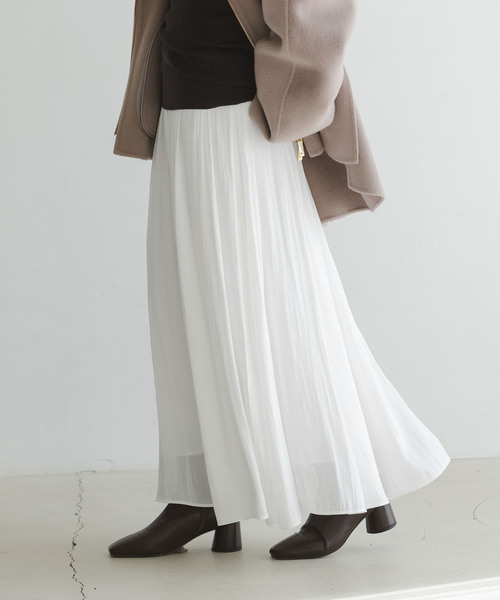 Noble（ノーブル）の「割線シフォンギャザースカート（スカート・レディース・ホワイト/チャコールグレー/サックスブルー・FREE）」の21枚目の写真