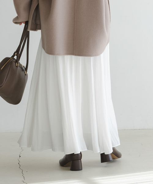 Noble（ノーブル）の「割線シフォンギャザースカート（スカート・レディース・ホワイト/チャコールグレー/サックスブルー・FREE）」の22枚目の写真