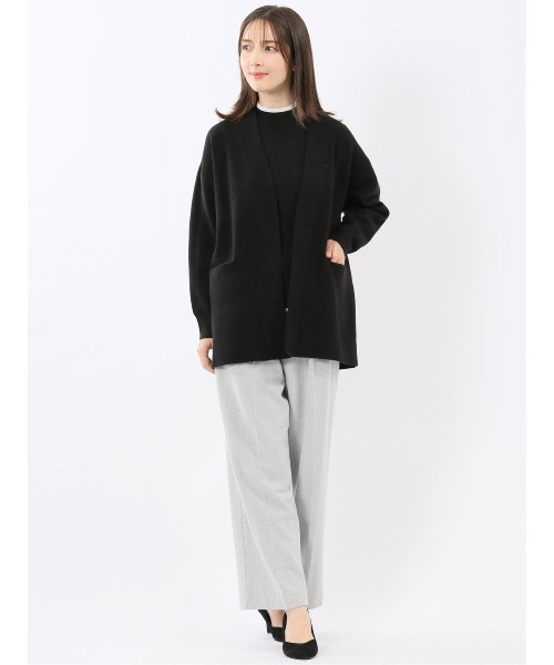 m.f.editorial（エムエフエディトリアル）の「【ストレッチ ウォッシャブル ニットアウター】トッパーニットコーディガン（カーディガン/ボレロ・レディース・ブラウン/ブラック・MEDIUM）」の5枚目の写真