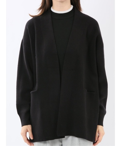 m.f.editorial（エムエフエディトリアル）の「【ストレッチ ウォッシャブル ニットアウター】トッパーニットコーディガン（カーディガン/ボレロ・レディース・ブラウン/ブラック・MEDIUM）」の6枚目の写真