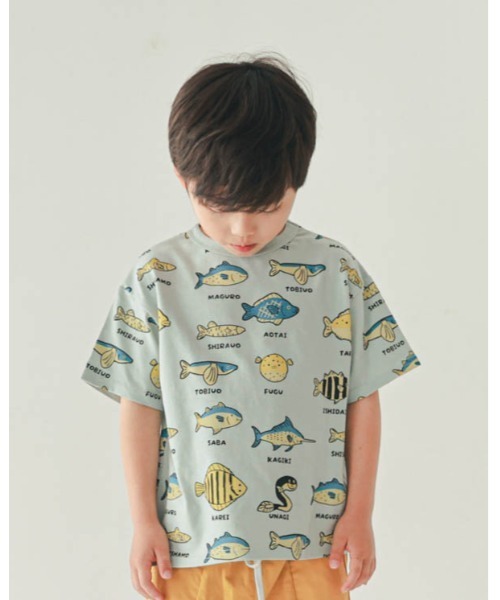 nicohrat（ニコフラート）の「ニコフラート いろんな魚Ｔシャツ（Tシャツ/カットソー・キッズ・ラベンダー/アイボリー/サックスブルー・130cm/140cm/100cm/110cm/120cm/90cm）」の9枚目の写真