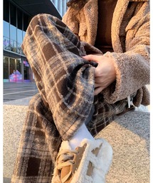 inst.ALL（インストール）の「コーデュロイチェック柄裏ボアリラックスパンツ（その他パンツ）」