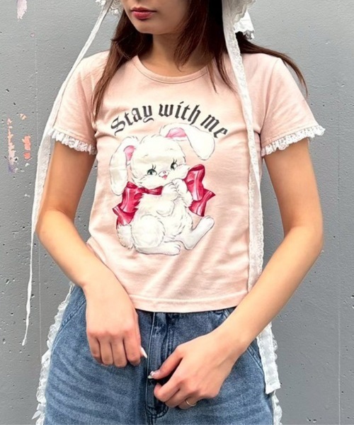 Candy Stripper（キャンディストリッパー）の「STAY WITH ME BABY Tシャツ（Tシャツ/カットソー・レディース・ピンク/オフホワイト/ブラック・FREE）」の3枚目の写真
