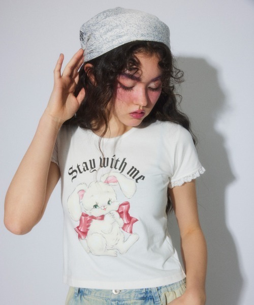 Candy Stripper（キャンディストリッパー）の「STAY WITH ME BABY Tシャツ（Tシャツ/カットソー・レディース・ピンク/オフホワイト/ブラック・FREE）」の5枚目の写真